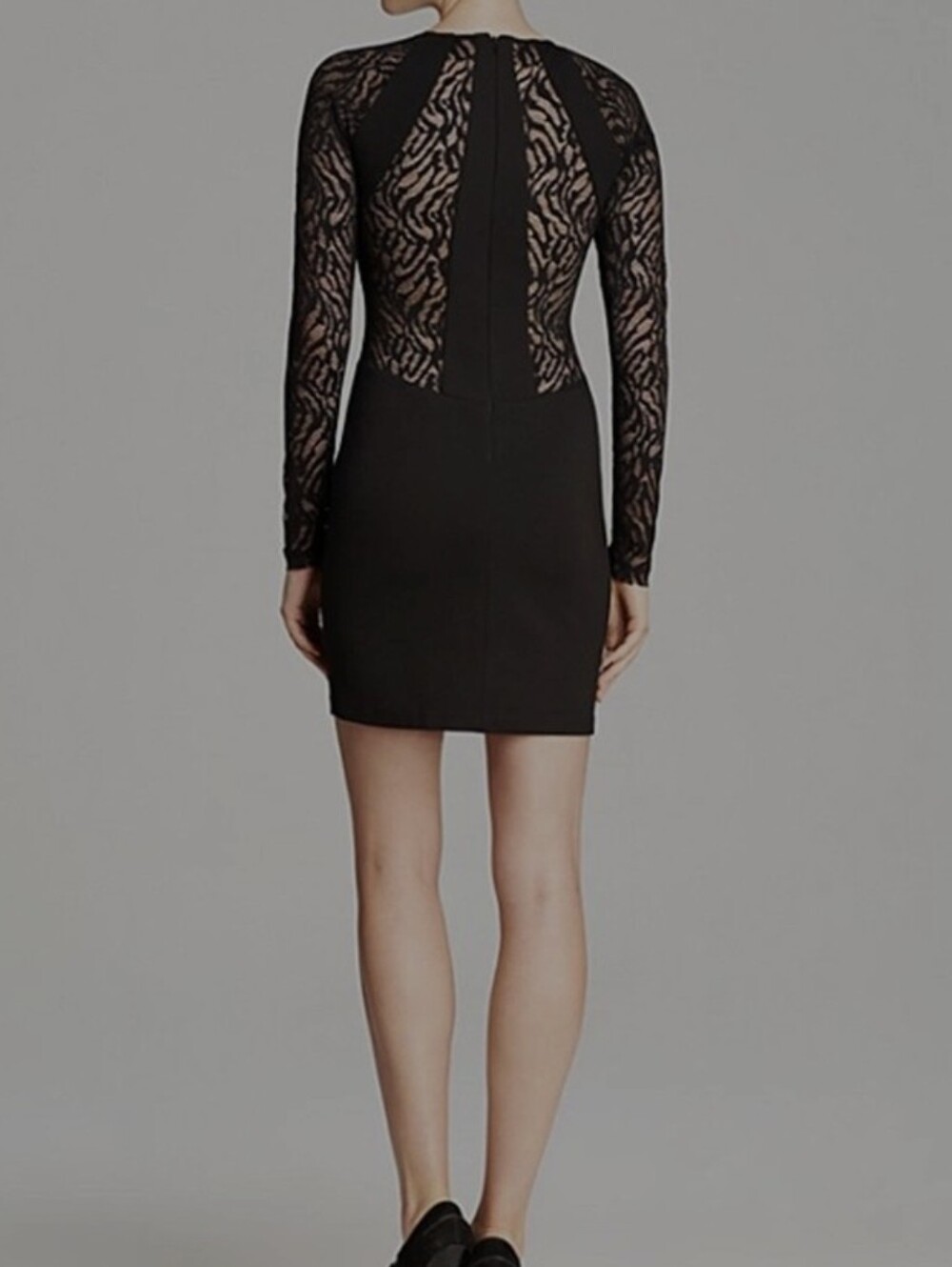 PARKER EUC NAOMI LACE DETAILED STRETCH PONTE FABRIC ZIP BACK DRESS SIZE MEDIUM
